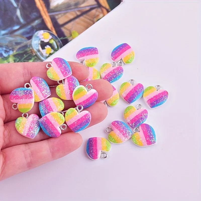 Resin Art Heart - 10 szt. Kolorowe zawieszki z żywicy