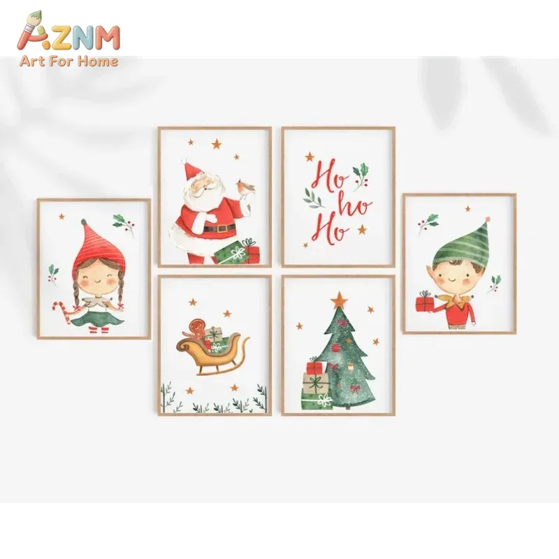 Resin Art For Kids - AZNM Akwarelowy Uroczy Świąteczny Elf Sanie